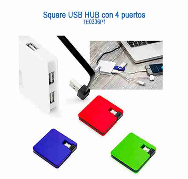 Square USB HUB con 4 puertos – Publimarkca Artículos Promocionales
